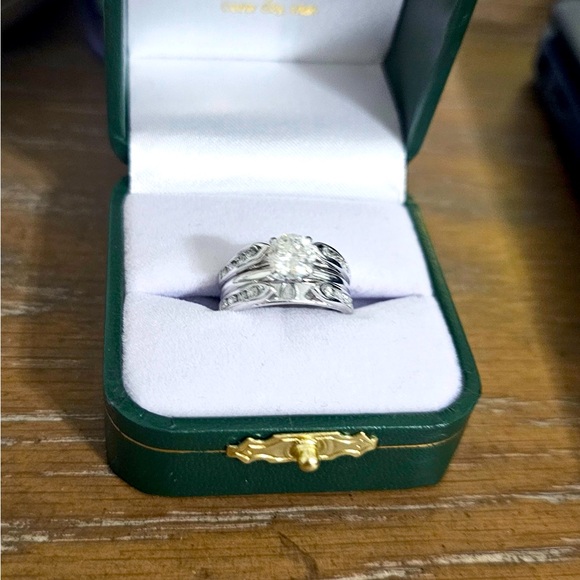 Silver and White Diamond Ring with Classic Solitaire Setting